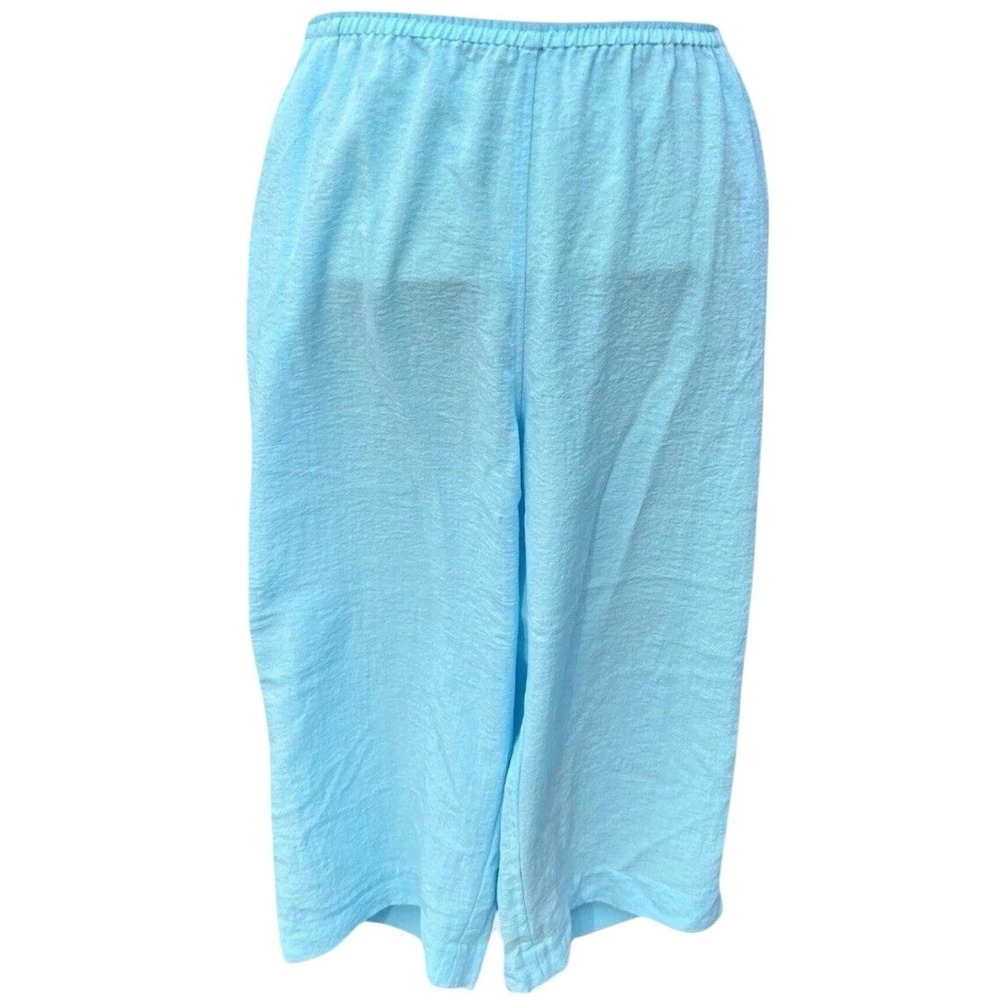 Womens Plus Size 4X Linen Cropped‎ Wide Leg Pants Light Blue Coastal Fridaze